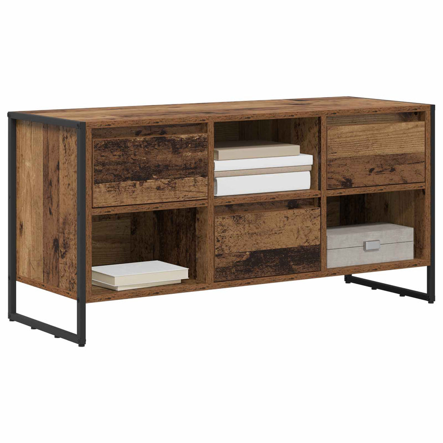 TV-kast met lade Oud Hout 100 x 36 x 49,5 cm Bewerkt hout