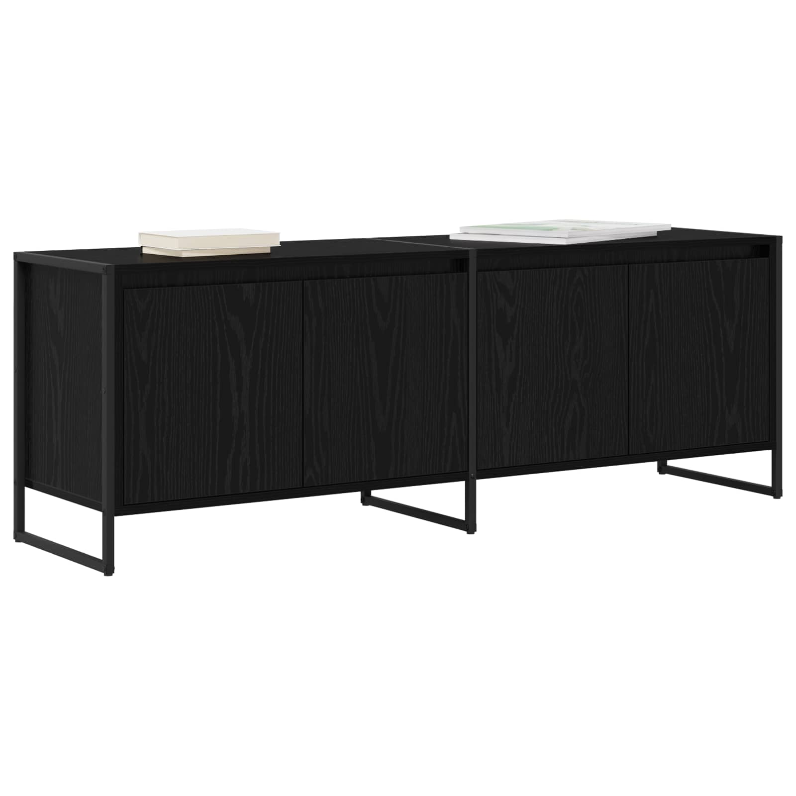 TV-kast Zwart Eiken 140 x 36 x 49.5 cm Bewerkt hout