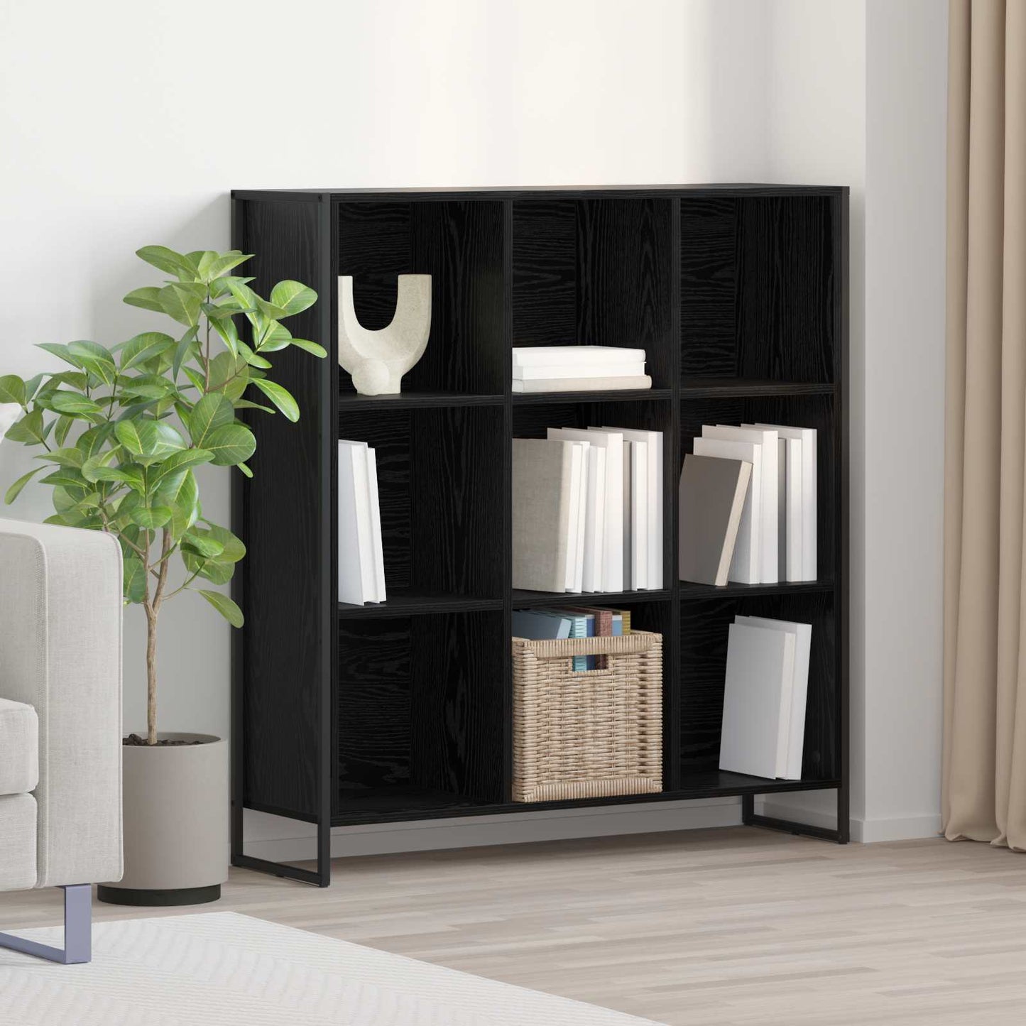 Boekenkast Zwart Eiken 99,5 x 30 x 108,5 cm Bewerkt hout