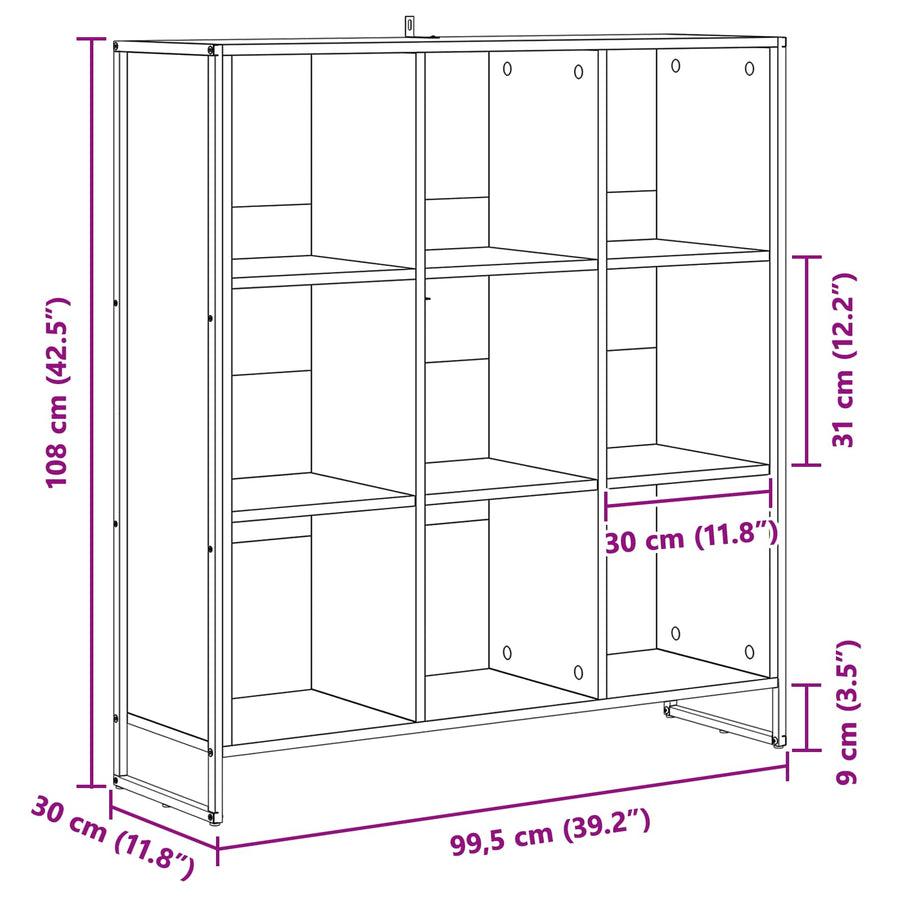 Boekenkast Zwart Eiken 99,5 x 30 x 108,5 cm Bewerkt hout
