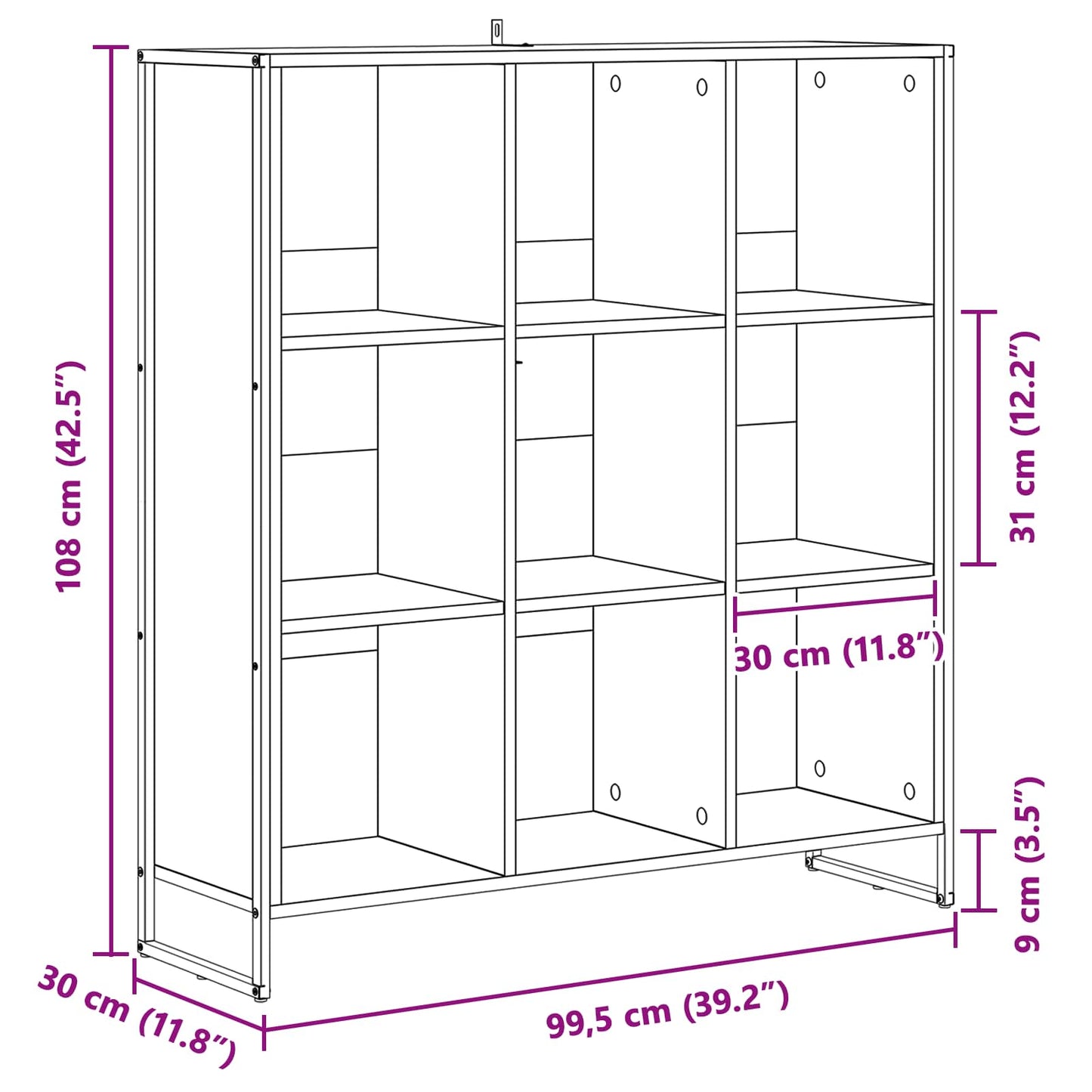 Boekenkast Grijs Sonoma 99,5 x 30 x 108,5 cm Bewerkt hout