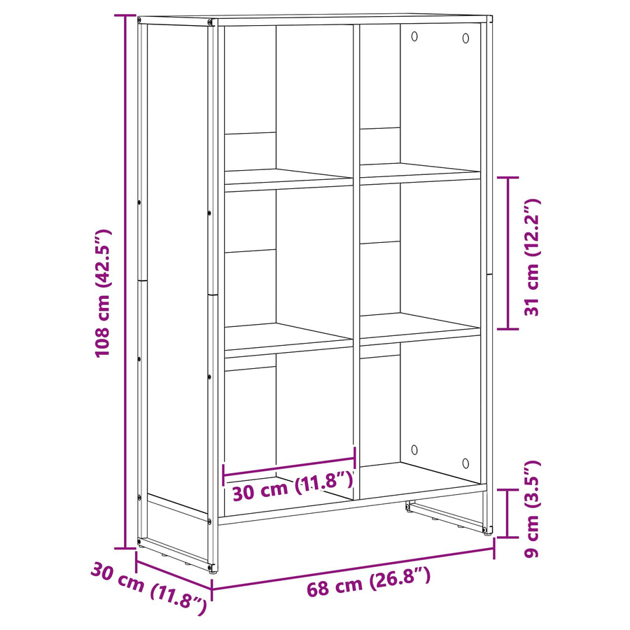 Boekenkast Grijs Sonoma 99,5 x 30 x 108,5 cm Bewerkt hout