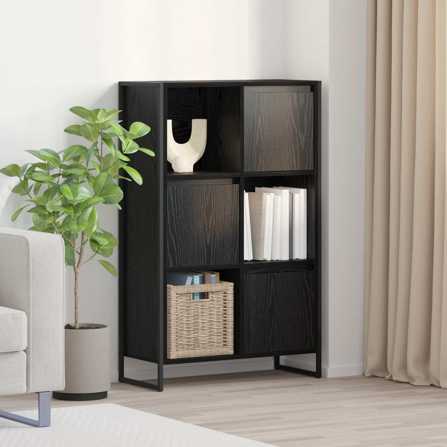 Boekenkast Zwart Eiken 68 x 30 x 108.5 cm Bewerkt hout