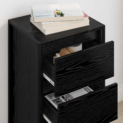 Dressoir met lade Zwart Eiken 42 x 36 x 75.5 cm Bewerkt hout