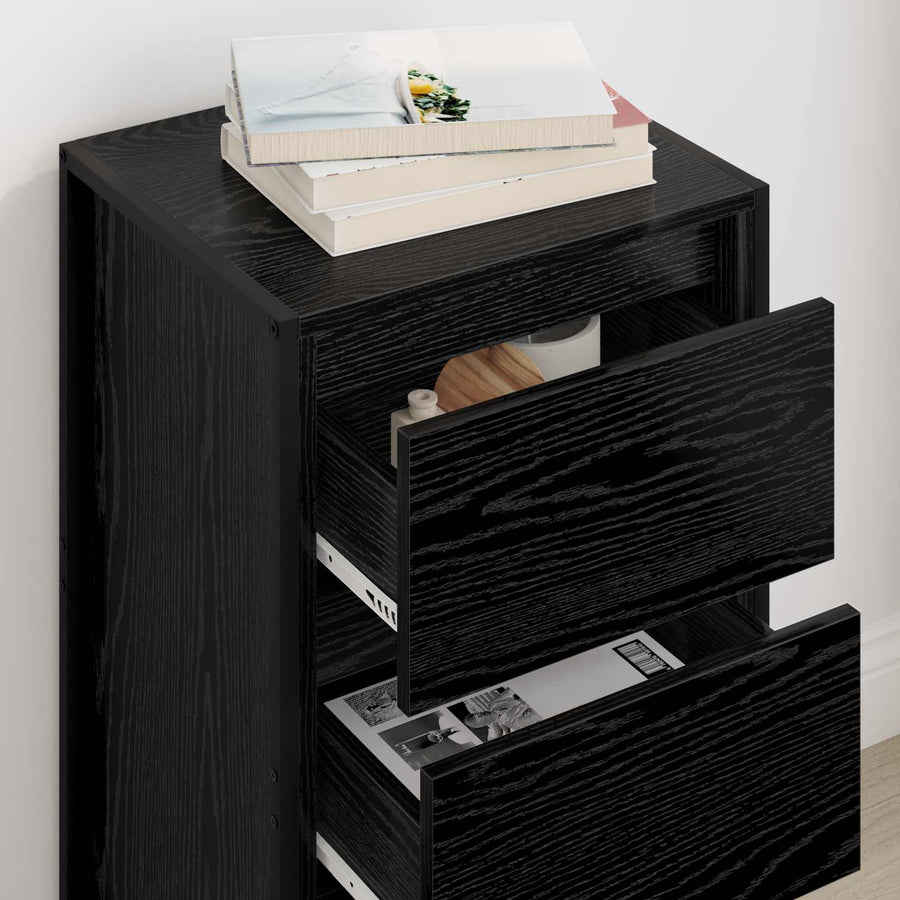 Dressoir met lade Zwart Eiken 42 x 36 x 75.5 cm Bewerkt hout