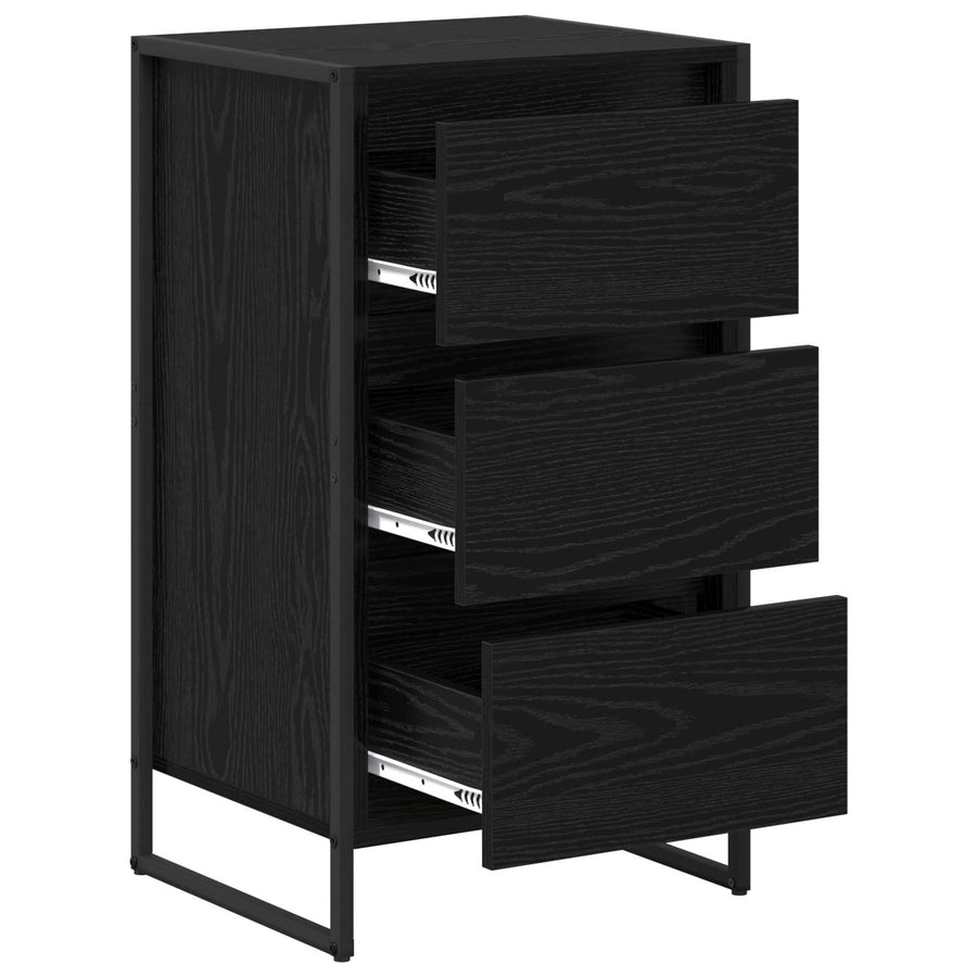Dressoir met lade Zwart Eiken 42 x 36 x 75.5 cm Bewerkt hout