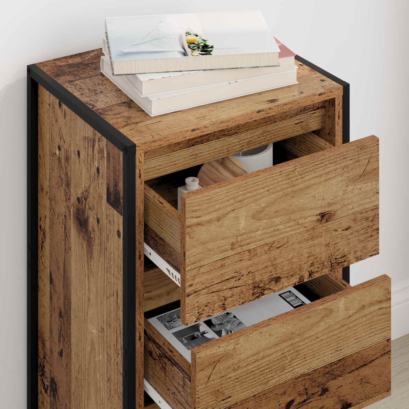 Dressoir met lade Oud Hout 42 x 36 x 75.5 cm Bewerkt hout