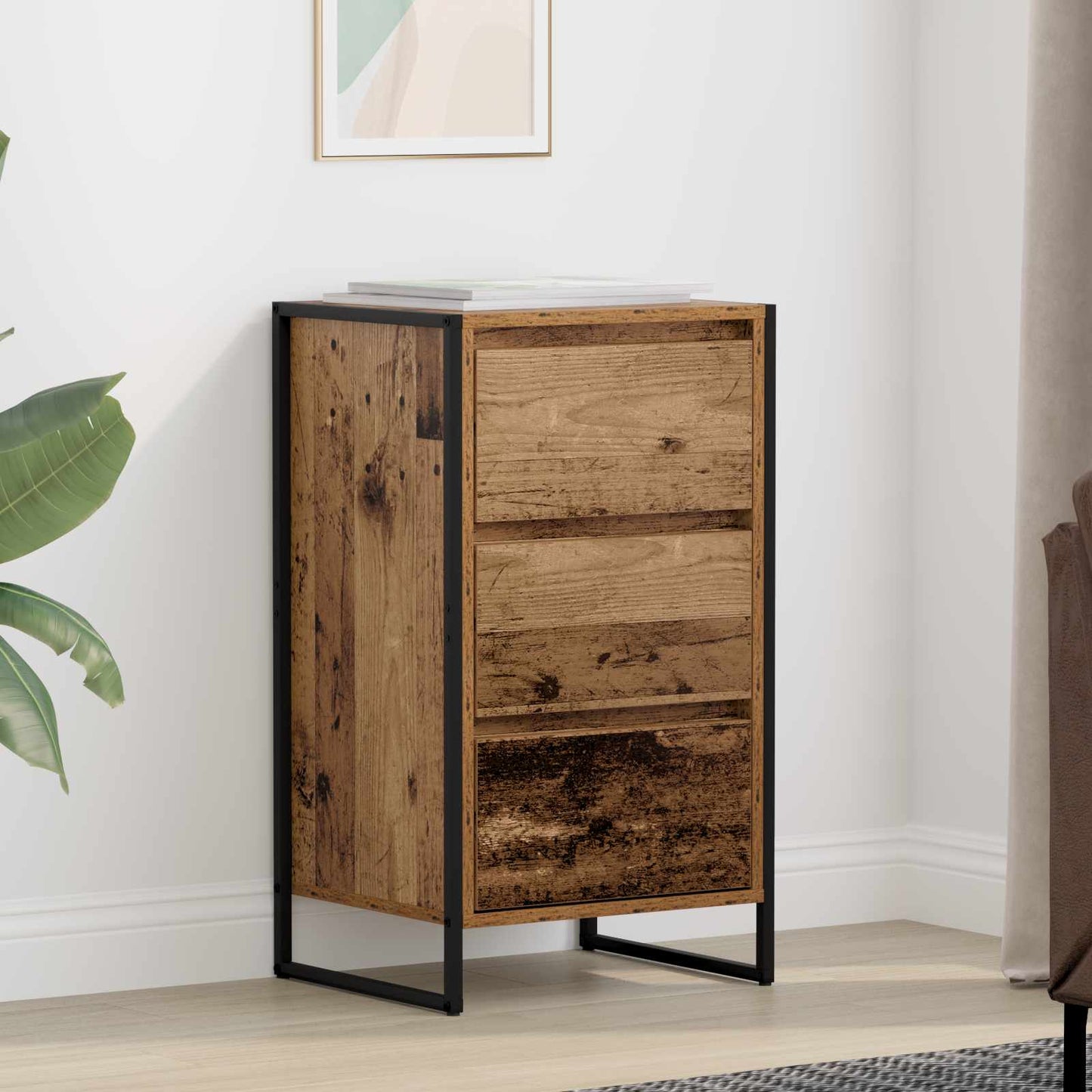 Dressoir met lade Oud Hout 42 x 36 x 75.5 cm Bewerkt hout