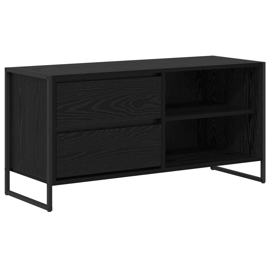 TV-kast met lade Zwart Eiken 100 x 36 x 49,5 cm Bewerkt hout