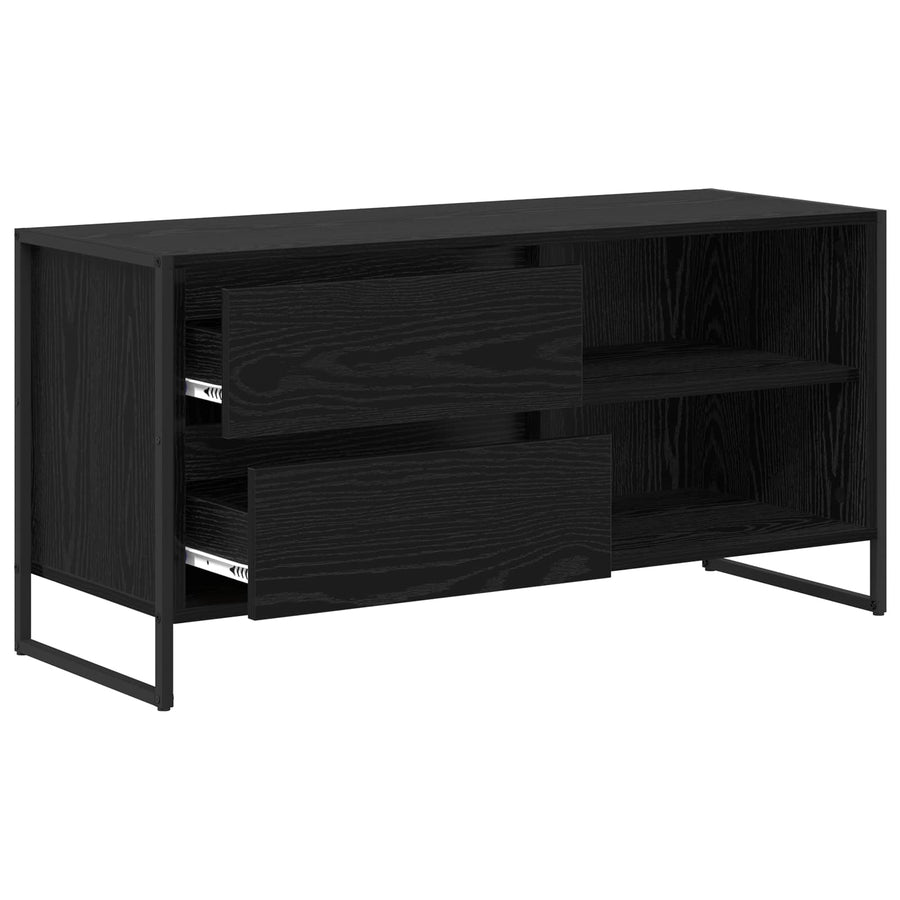 TV-kast met lade Zwart Eiken 100 x 36 x 49,5 cm Bewerkt hout