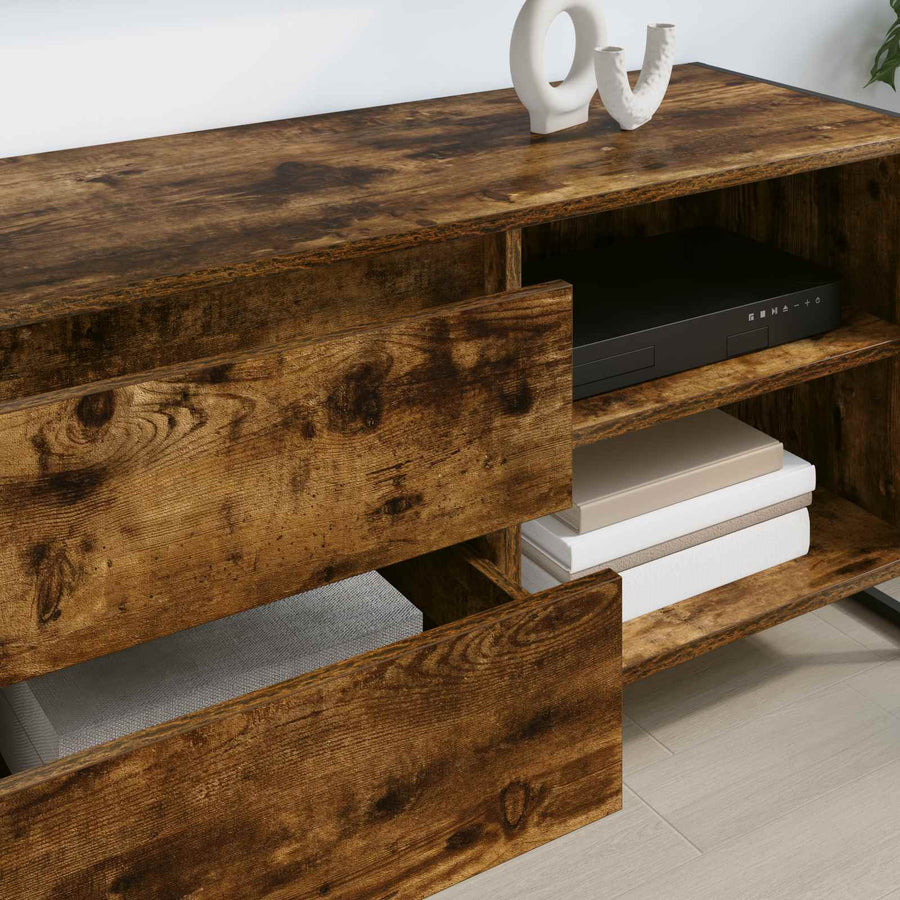 TV-kast met lade Rook Eik 100 x 36 x 49,5 cm Bewerkt hout