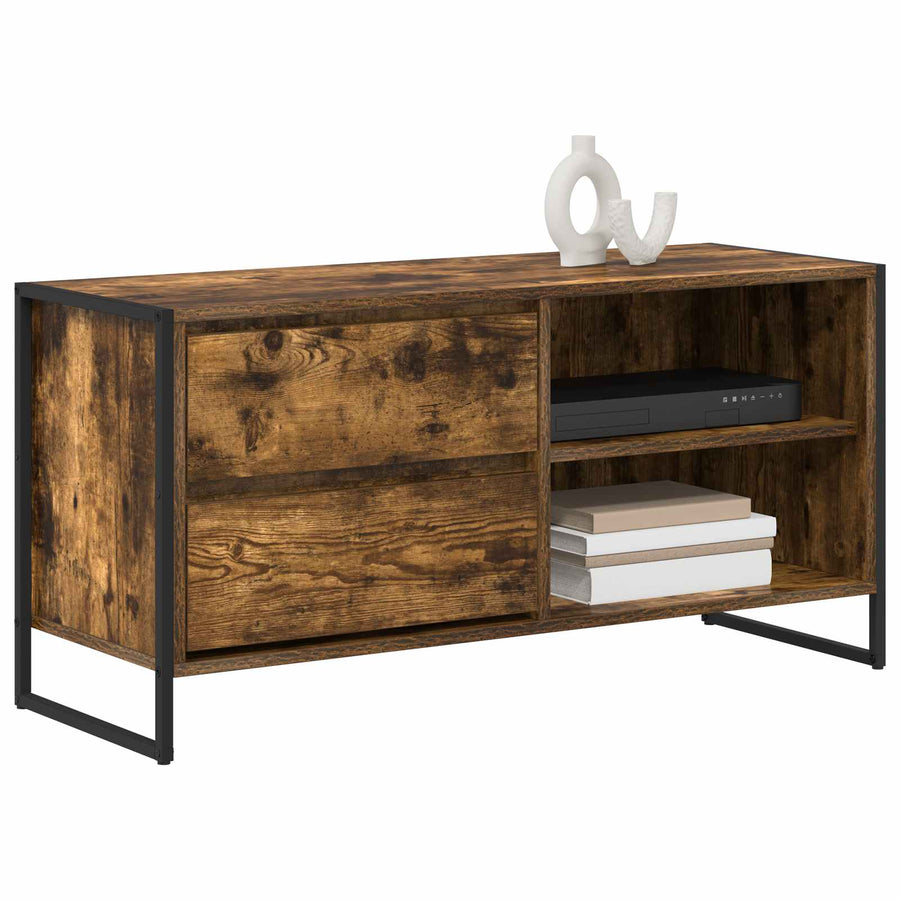TV-kast met lade Rook Eik 100 x 36 x 49,5 cm Bewerkt hout