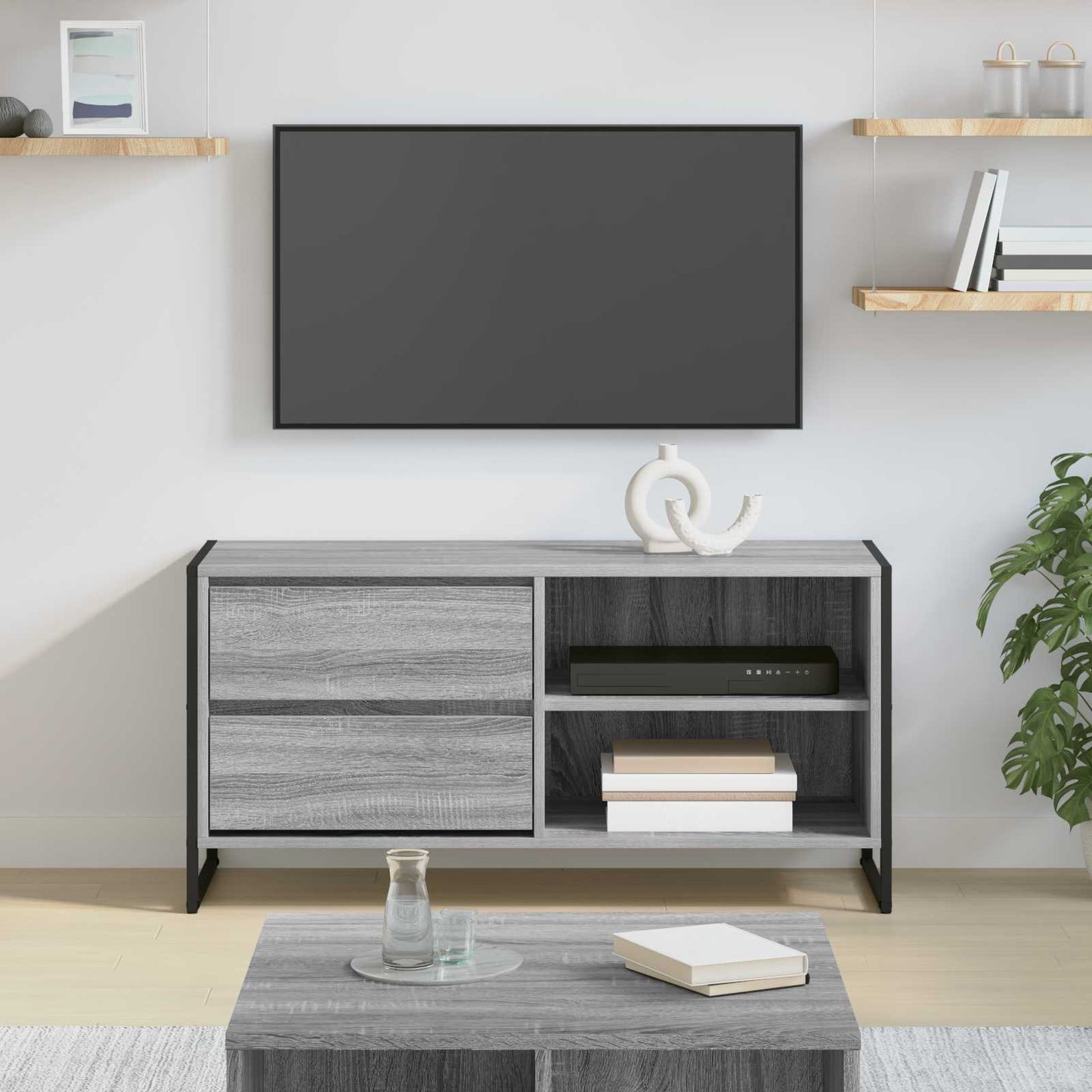 TV-kast met lade Grijs Sonoma 100 x 36 x 49,5 cm Bewerkt hout