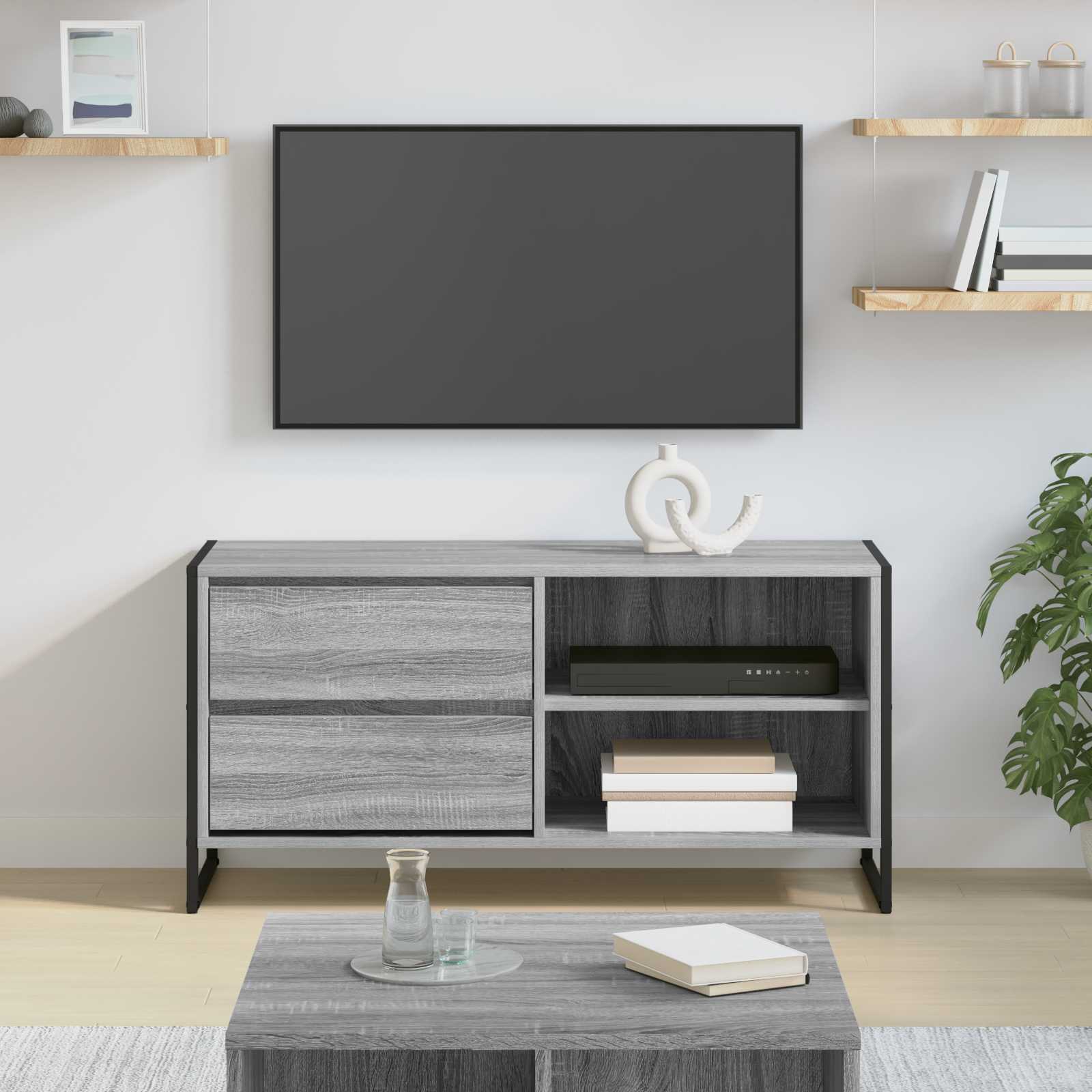 TV-kast met lade Grijs Sonoma 100 x 36 x 49,5 cm Bewerkt hout