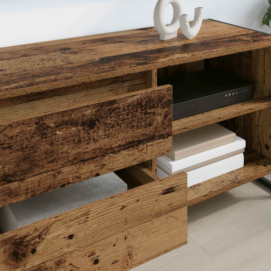 TV-kast met lade Oud Hout 100 x 36 x 49,5 cm Bewerkt hout