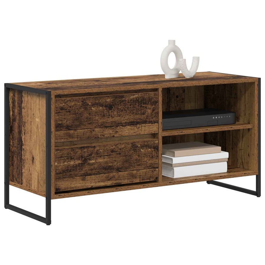 TV-kast met lade Oud Hout 100 x 36 x 49,5 cm Bewerkt hout