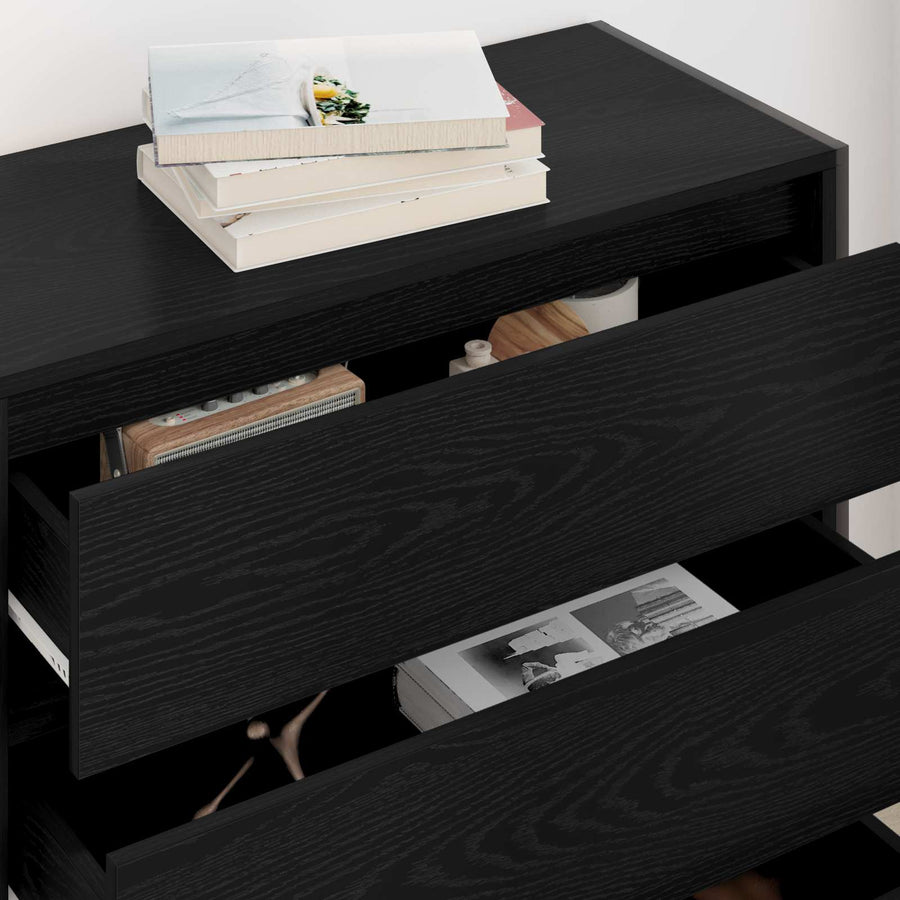 Dressoir met lade Zwart Eiken 79 x 36 x 75.5 cm Bewerkt hout