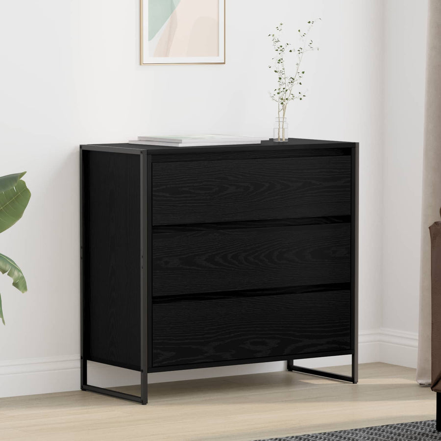 Dressoir met lade Zwart Eiken 79 x 36 x 75.5 cm Bewerkt hout