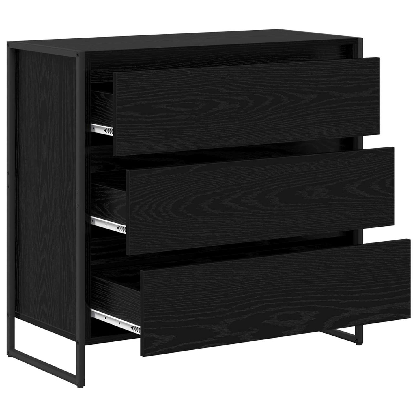 Dressoir met lade Zwart Eiken 79 x 36 x 75.5 cm Bewerkt hout