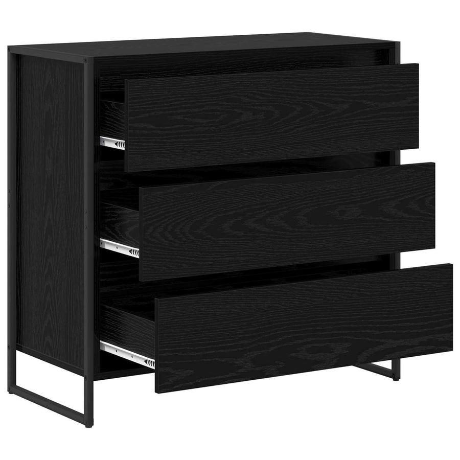 Dressoir met lade Zwart Eiken 79 x 36 x 75.5 cm Bewerkt hout
