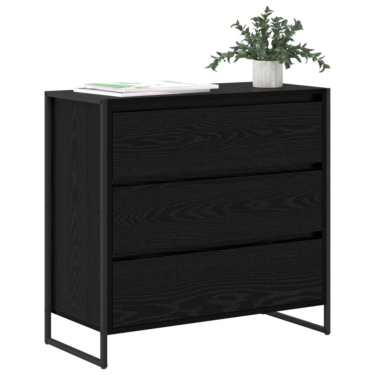 Dressoir met lade Zwart Eiken 79 x 36 x 75.5 cm Bewerkt hout