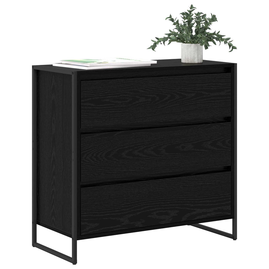 Dressoir met lade Zwart Eiken 79 x 36 x 75.5 cm Bewerkt hout