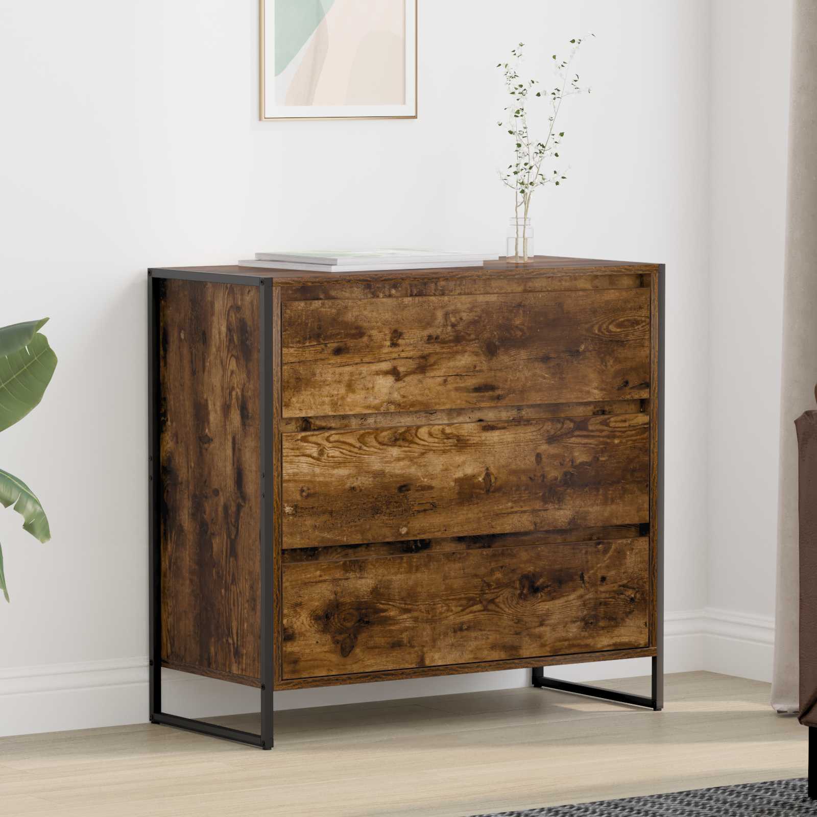 Dressoir met lade Rook Eik 79 x 36 x 75.5 cm Bewerkt hout