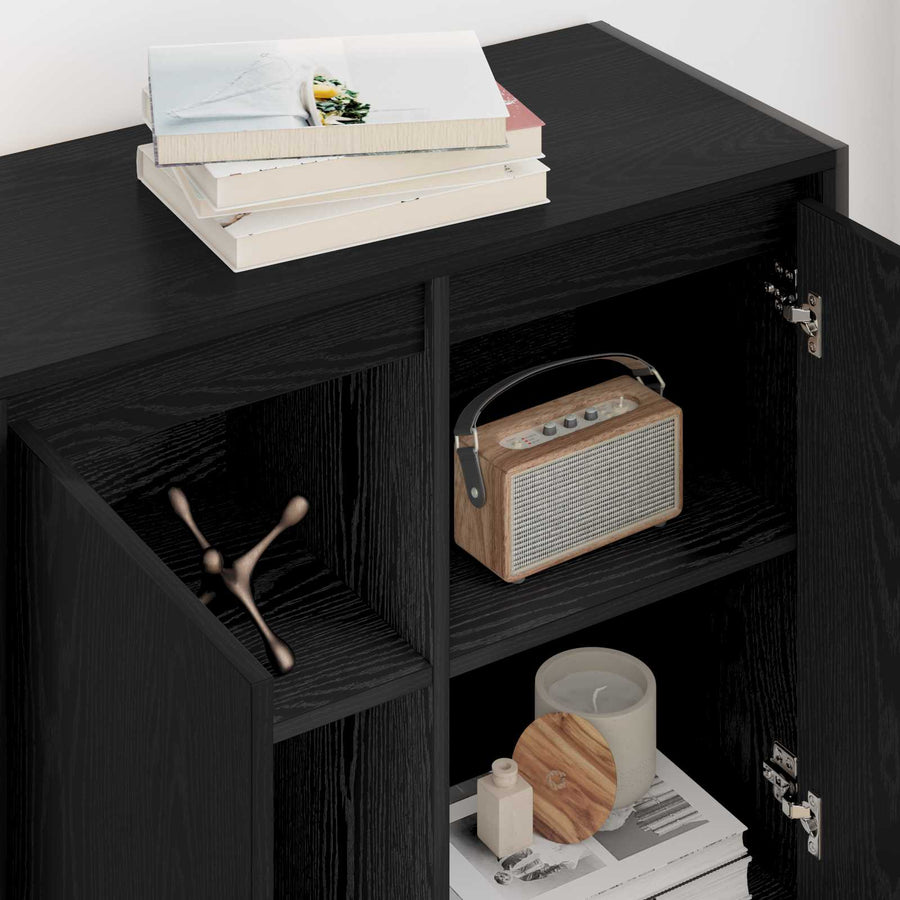 Bijzetkast Zwart Eiken 79 x 36 x 75 cm Bewerkt hout