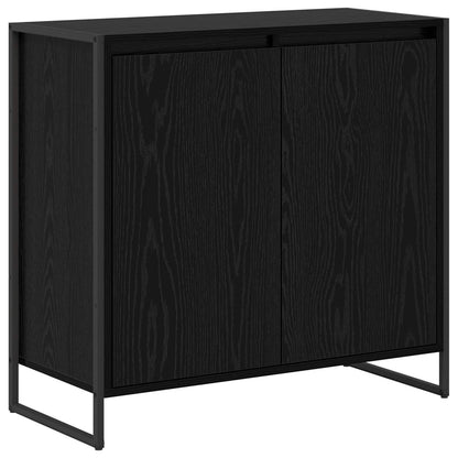 Bijzetkast Zwart Eiken 79 x 36 x 75 cm Bewerkt hout