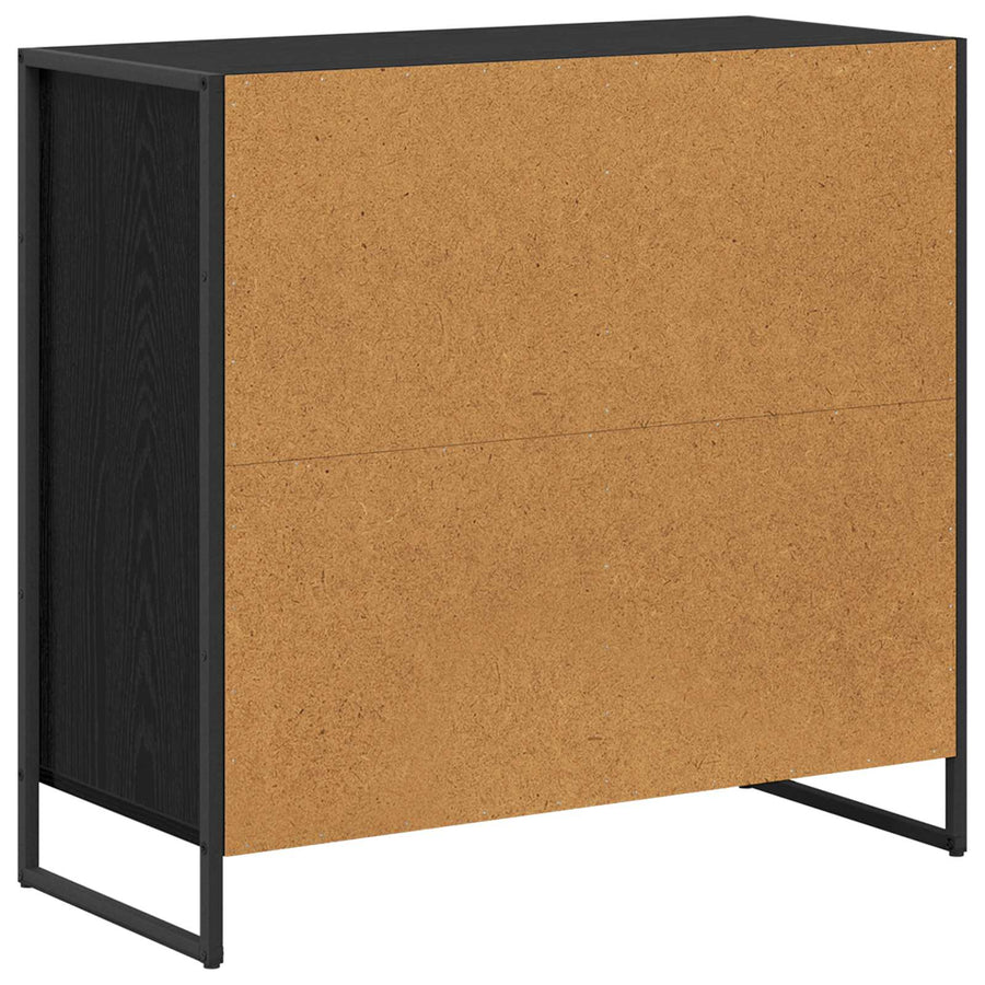 Bijzetkast Zwart Eiken 79 x 36 x 75 cm Bewerkt hout