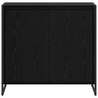 Bijzetkast Zwart Eiken 79 x 36 x 75 cm Bewerkt hout