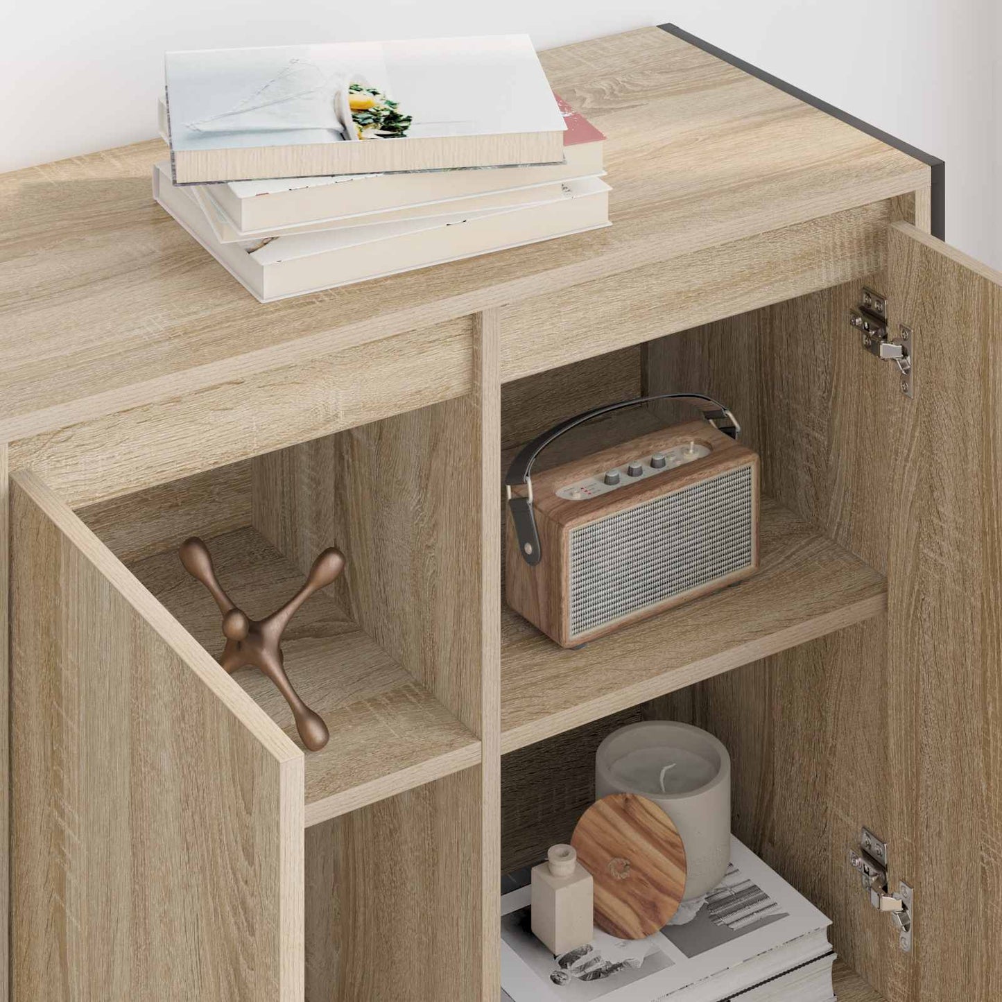Bijzetkast Sonoma 79 x 36 x 75 cm Bewerkt hout