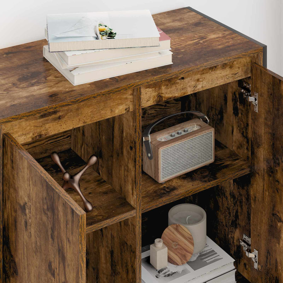 Bijzetkast Rook Eik 79 x 36 x 75 cm Bewerkt hout