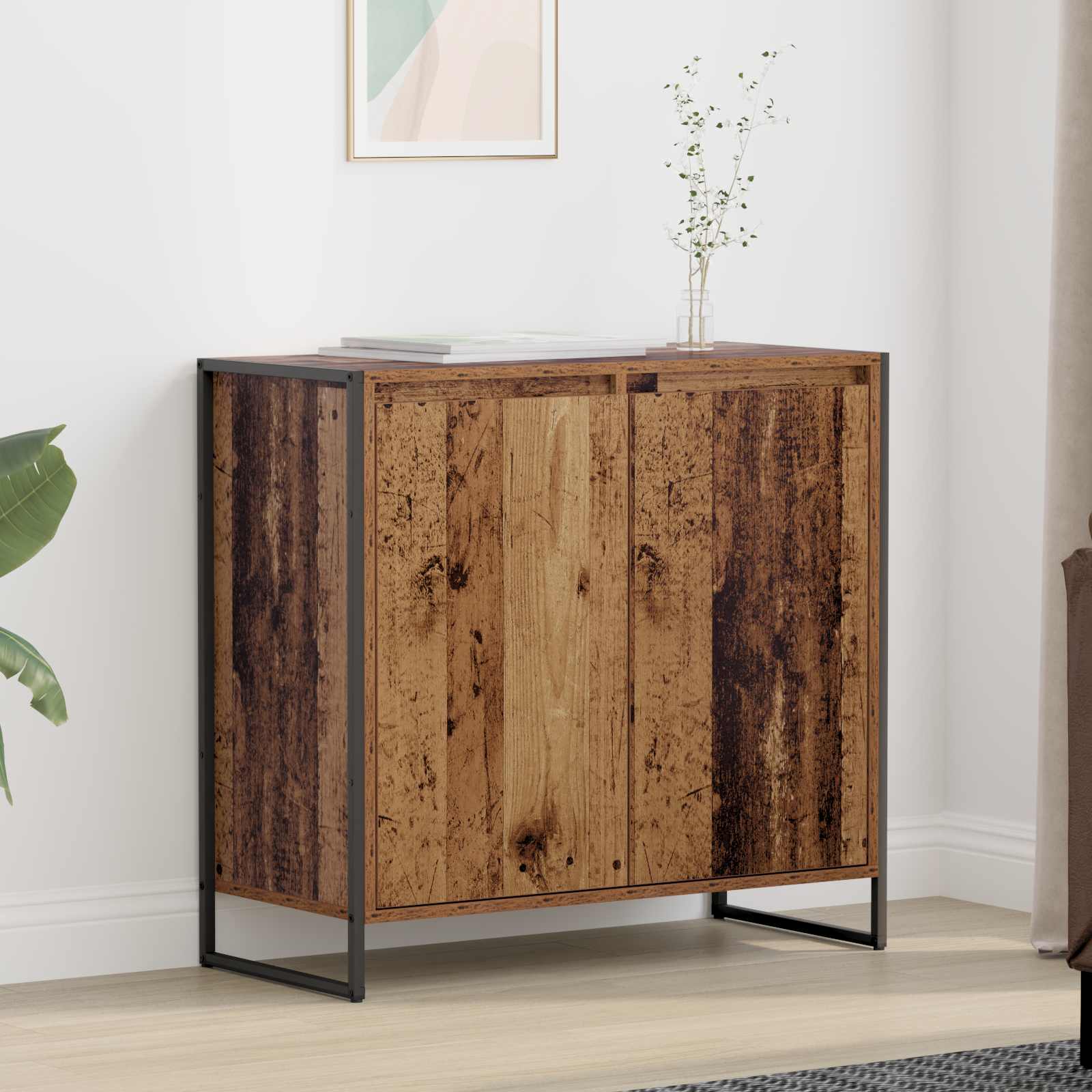 Bijzetkast Oud Hout 79 x 36 x 75 cm Bewerkt hout