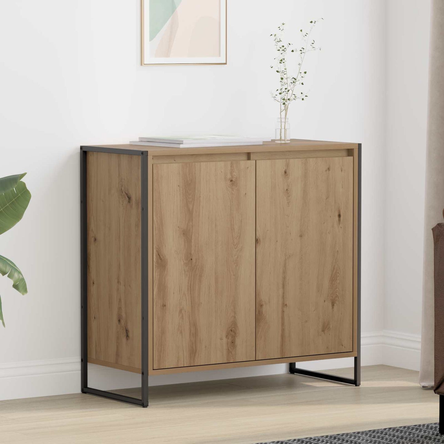 Bijzetkast Ambachtelijk eiken 79 x 36 x 75 cm Bewerkt hout