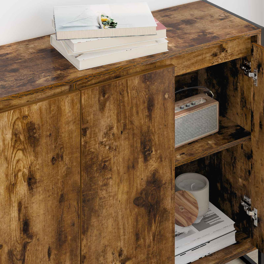 Bijzetkast Rook Eik 96,5 x 30 x 75 cm Bewerkt hout