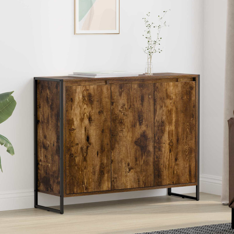 Bijzetkast Rook Eik 96,5 x 30 x 75 cm Bewerkt hout