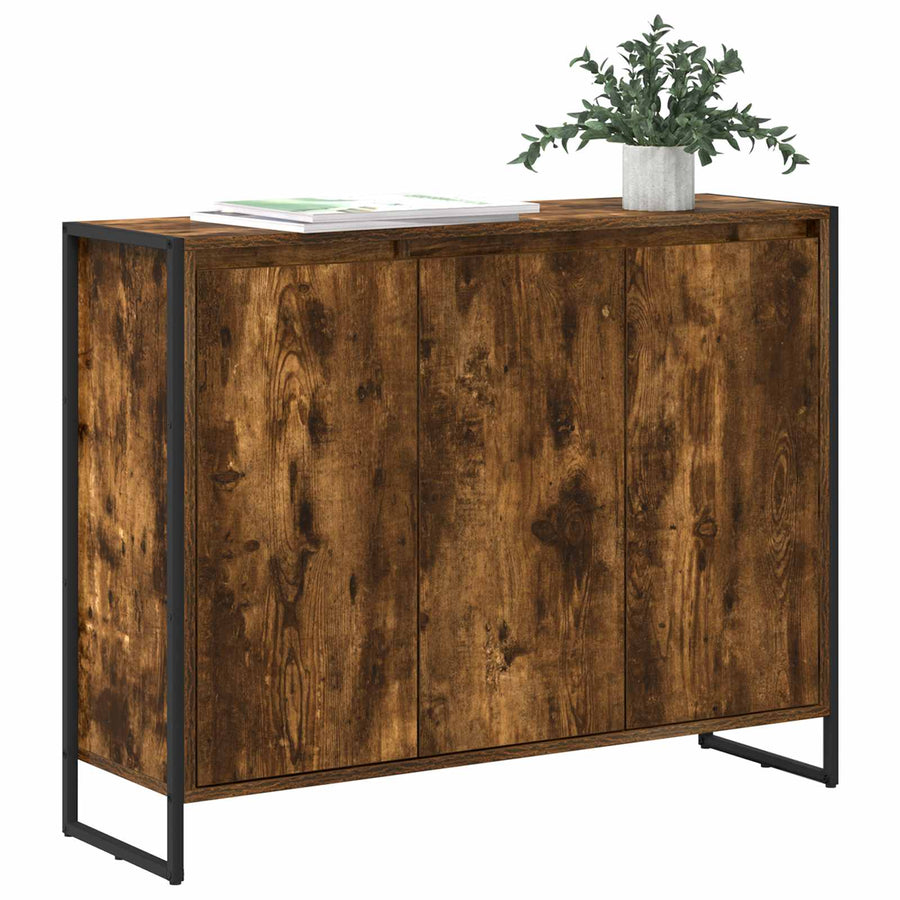 Bijzetkast Rook Eik 96,5 x 30 x 75 cm Bewerkt hout