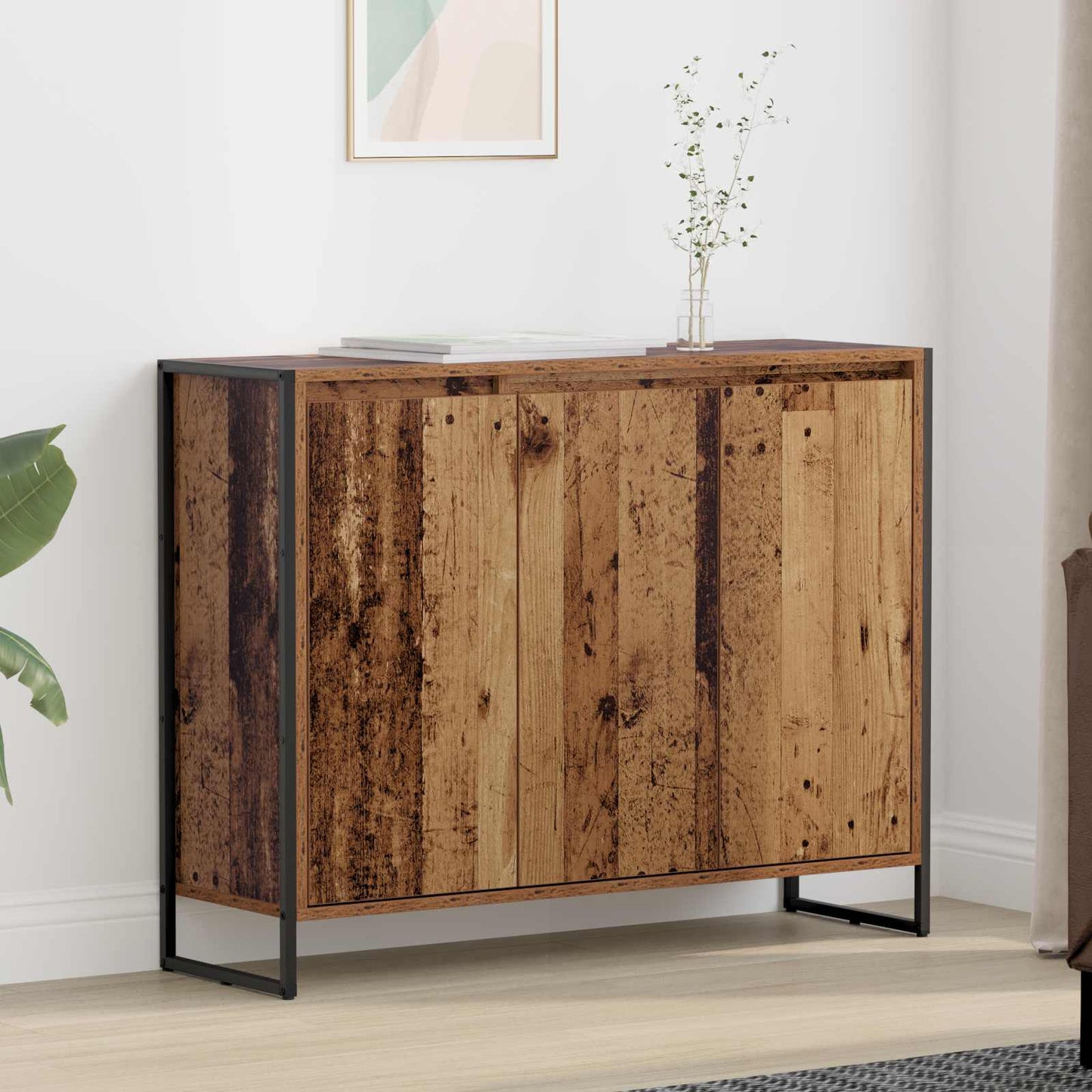 Bijzetkast Oud Hout 96,5 x 30 x 75 cm Bewerkt hout