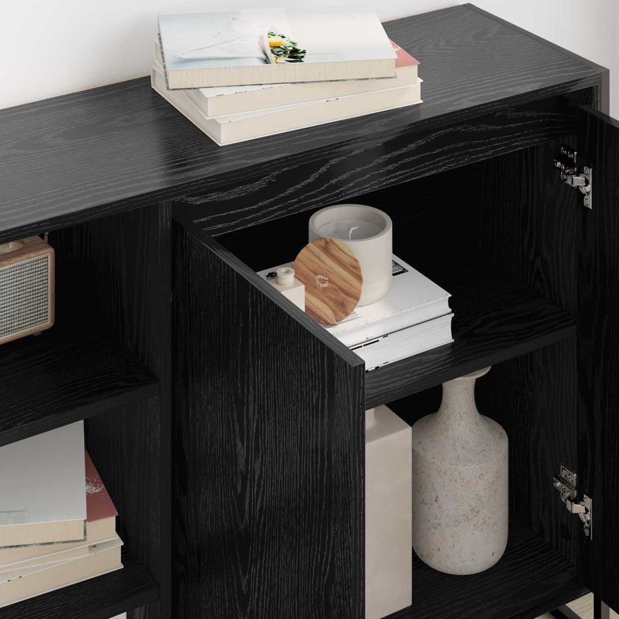 Bijzetkast Zwart Eiken 96.5 x 30 x 75 cm Bewerkt hout