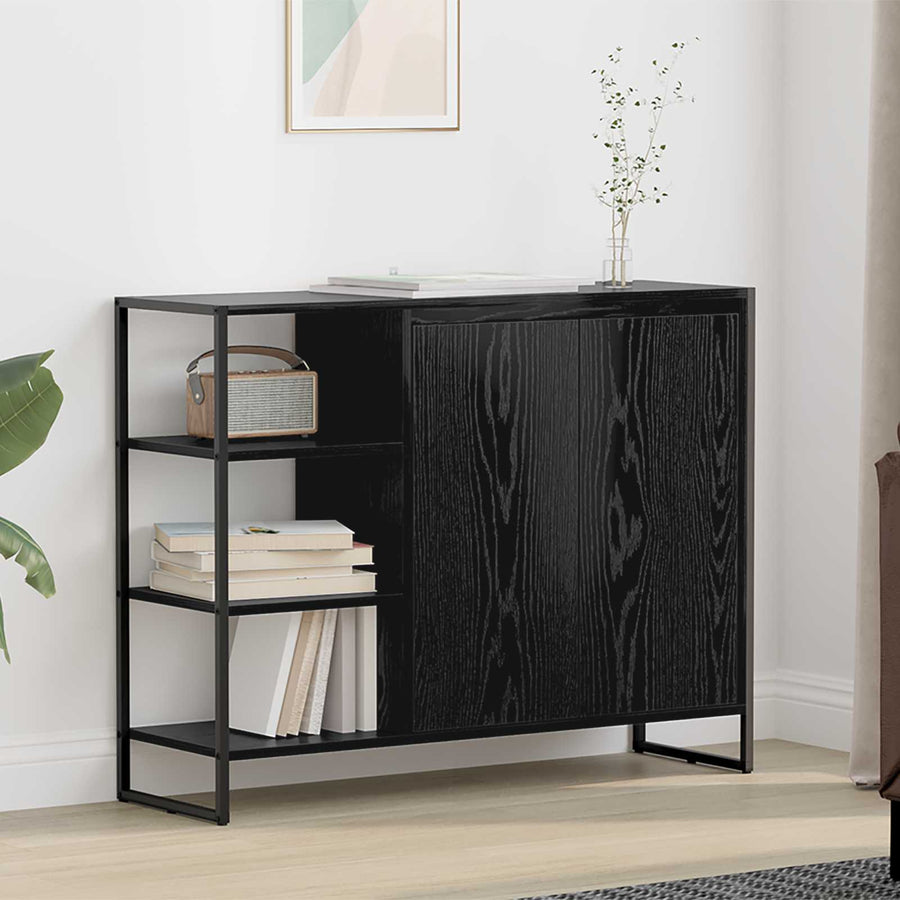 Bijzetkast Zwart Eiken 96.5 x 30 x 75 cm Bewerkt hout