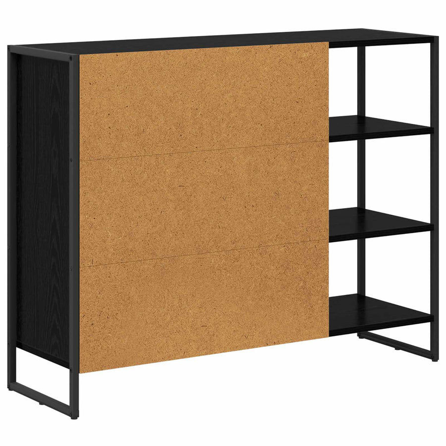 Bijzetkast Zwart Eiken 96.5 x 30 x 75 cm Bewerkt hout