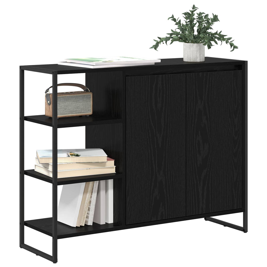 Bijzetkast Zwart Eiken 96.5 x 30 x 75 cm Bewerkt hout