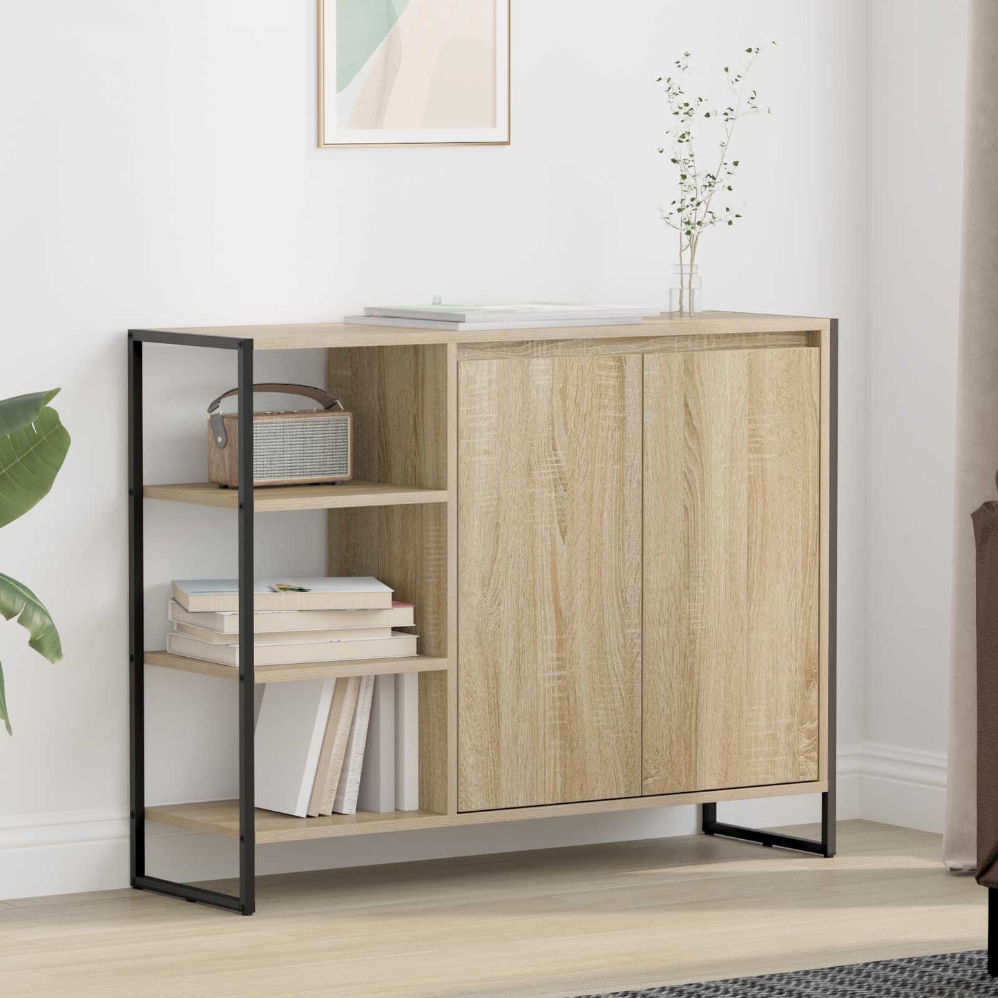 Bijzetkast Sonoma 96.5 x 30 x 75 cm Bewerkt hout