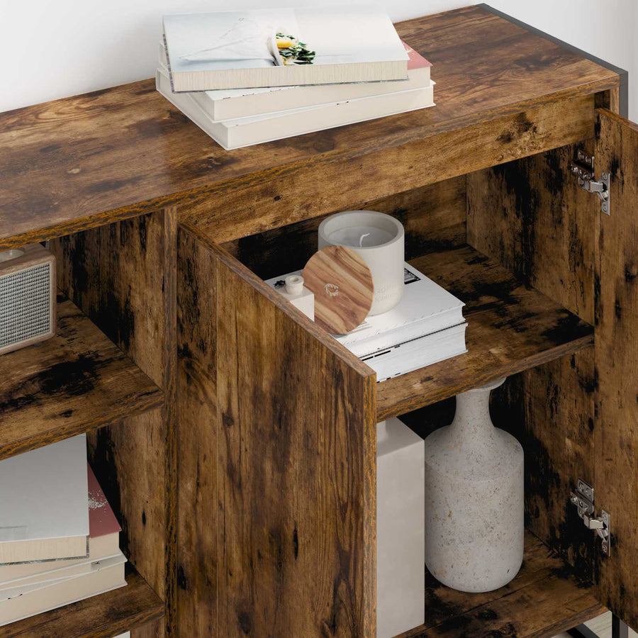 Bijzetkast Rook Eik 96.5 x 30 x 75 cm Bewerkt hout