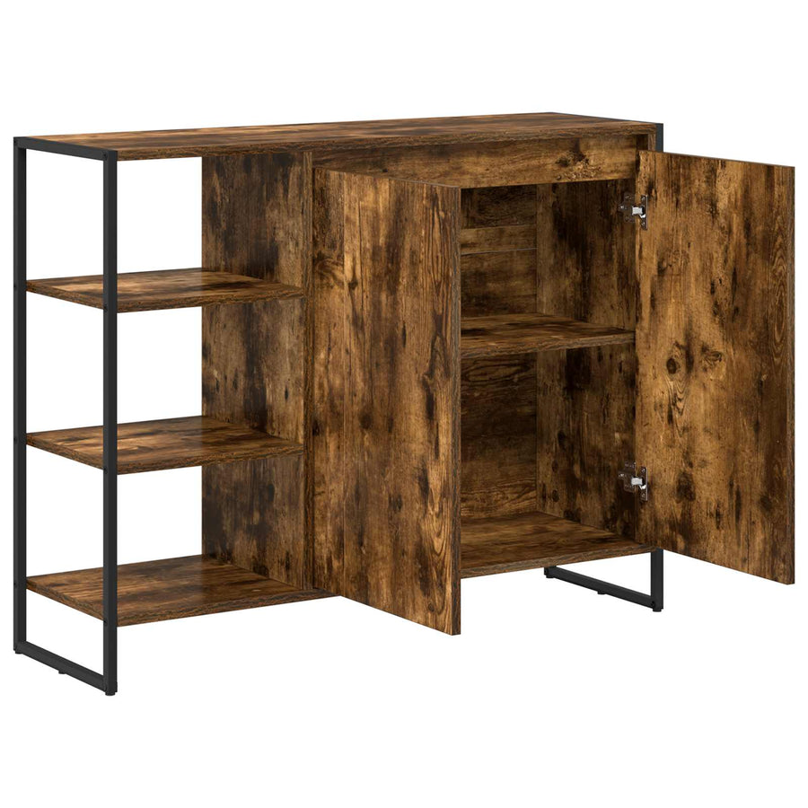 Bijzetkast Rook Eik 96.5 x 30 x 75 cm Bewerkt hout