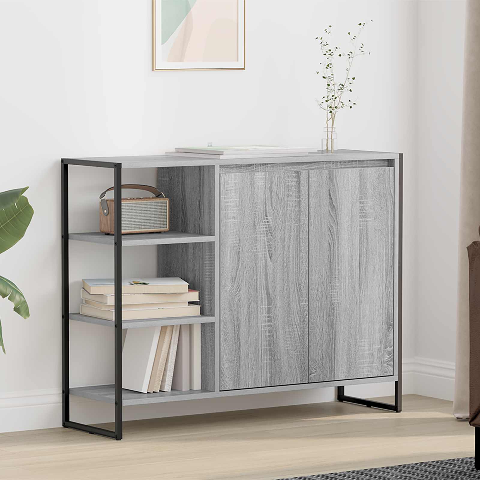 Bijzetkast Grijs Sonoma 96.5 x 30 x 75 cm Bewerkt hout