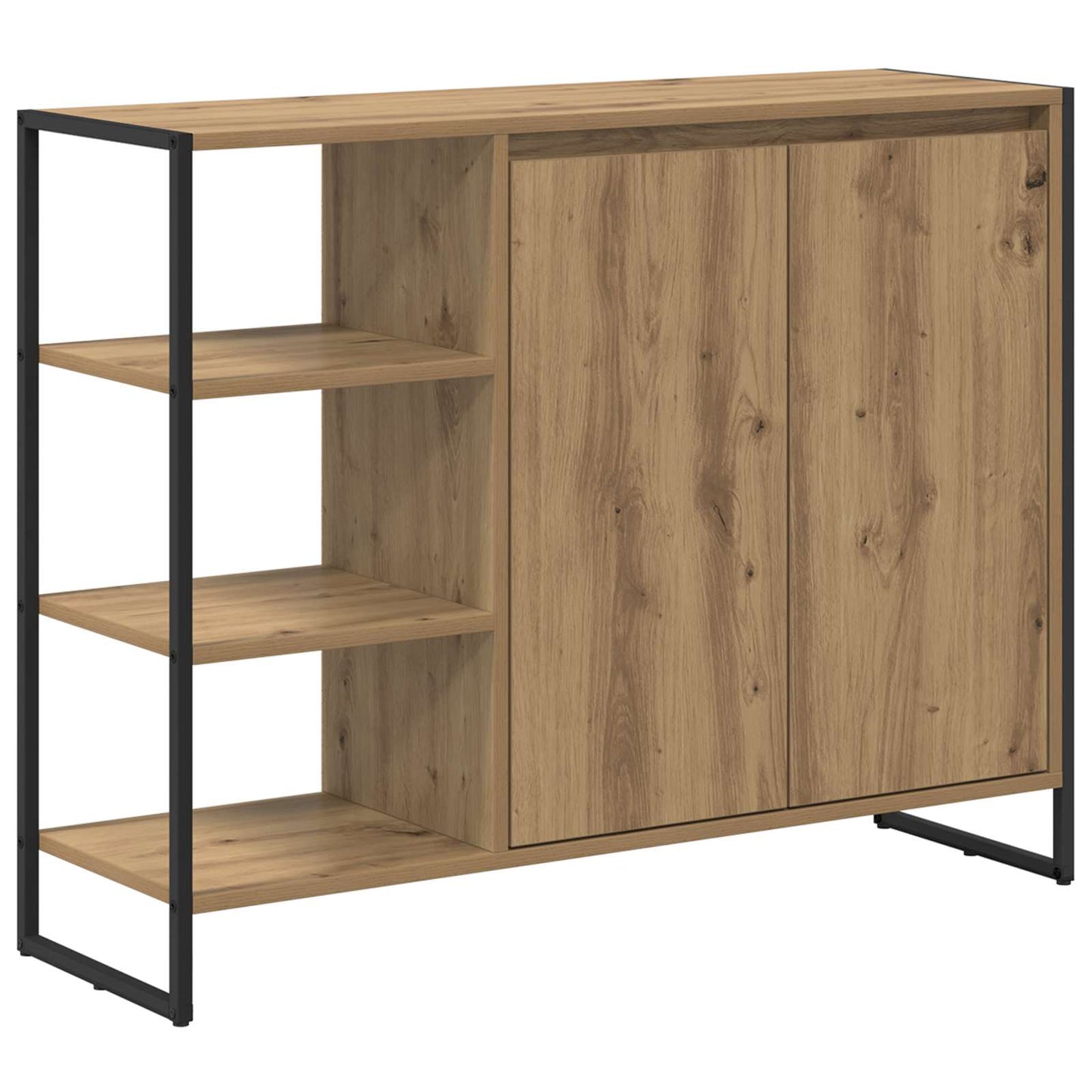 Bijzetkast Ambachtelijk eiken 96.5 x 30 x 75 cm Bewerkt hout