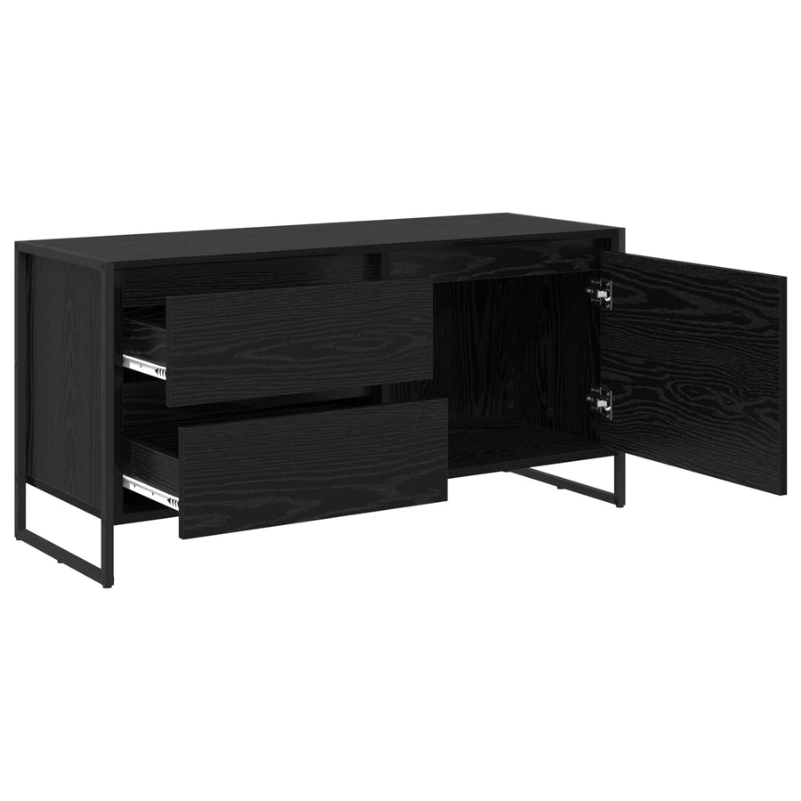 TV-kast met lade Zwart Eiken 100 x 36 x 49.5 cm Bewerkt hout
