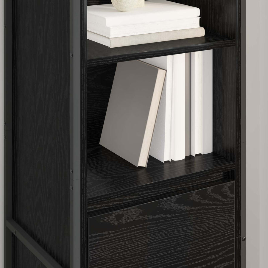 Boekenkast met lade Zwart Eiken 43 x 36 x 150.5 cm Bewerkt hout
